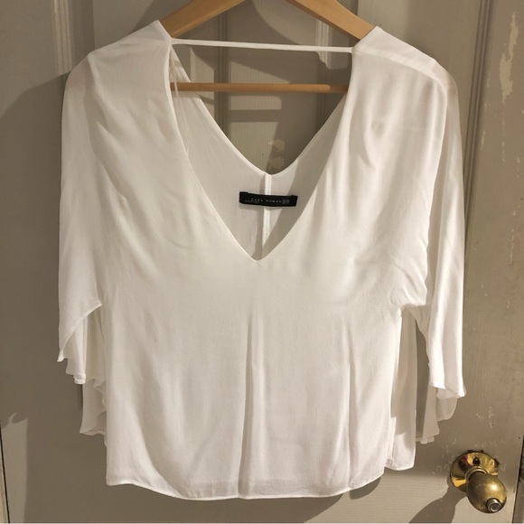 Zara V Neck Butterfly Sleeved Blouse - Picture 6 of 7